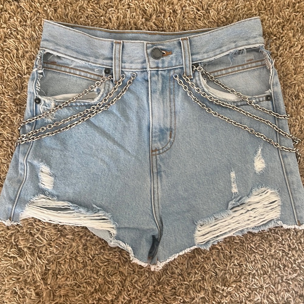 Carmar chain cut out denim shorts